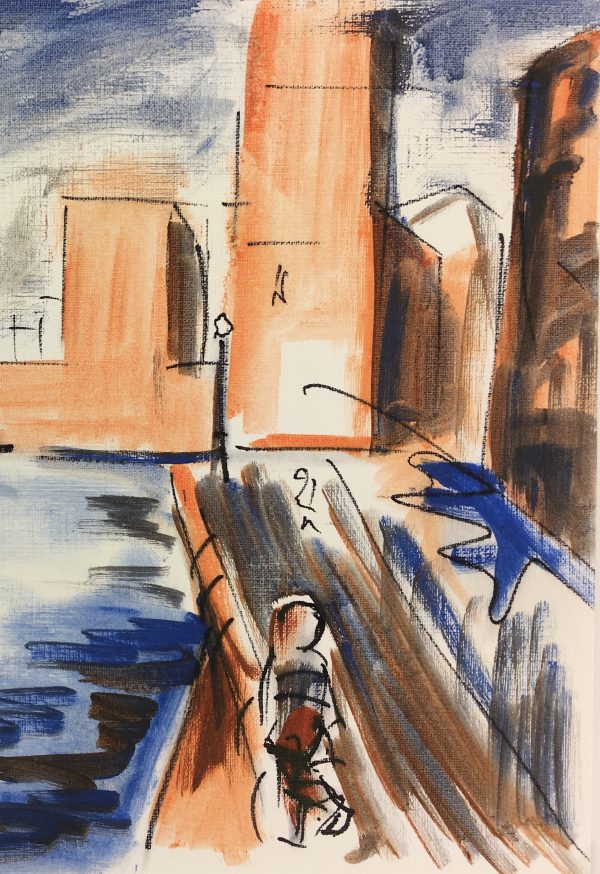 City Life Original Art - Cityscape, French, C.1990