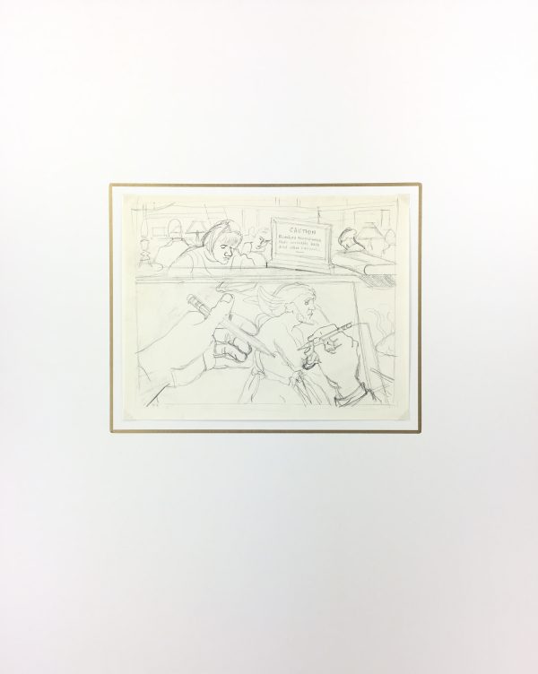 City Life Original Art - Pencil - NYC Library, Albert Viale, C.1930