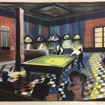 City Life Original Art - billiard Club, C. Torrallardona, C.1960