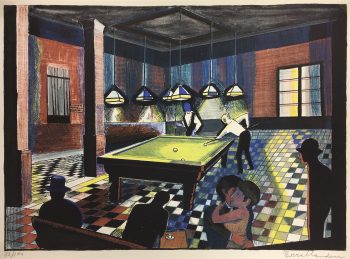 City Life Original Art - billiard Club, C. Torrallardona, C.1960