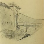 Places Drawings Original Art - The Drawbridge, French, c. 1920