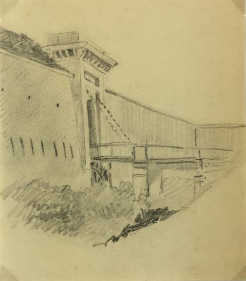 Places Drawings Original Art - The Drawbridge, French, c. 1920