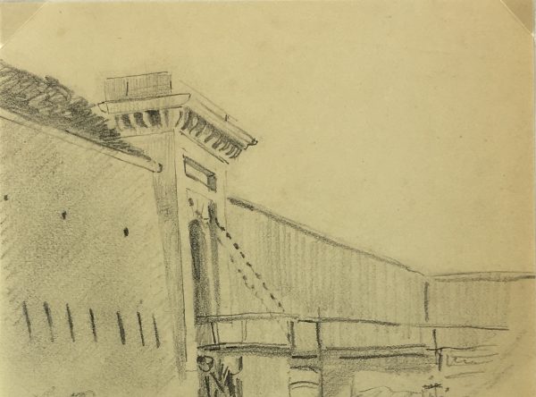 Places Drawings Original Art - The Drawbridge, French, c. 1920