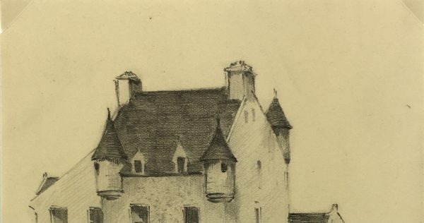 Places Drawings Original Art - Turrets, French, c. 1920