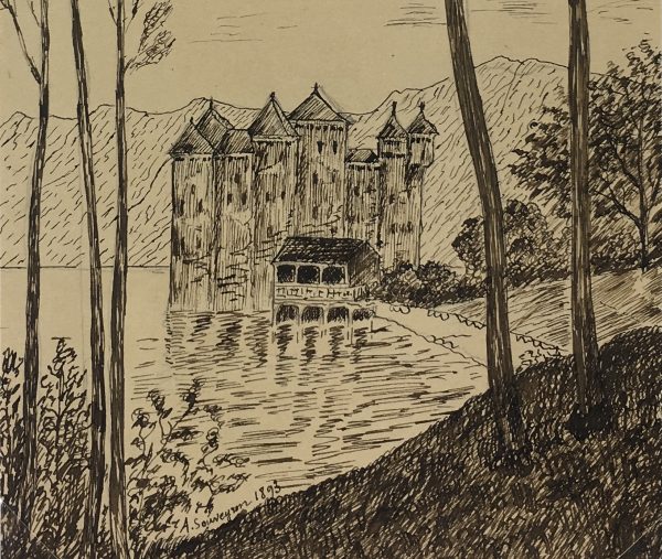 Places Drawings Original Art - On the Lake, French, c. 1920