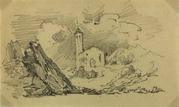 Places Drawings Original Art - The Church, French, c. 1920
