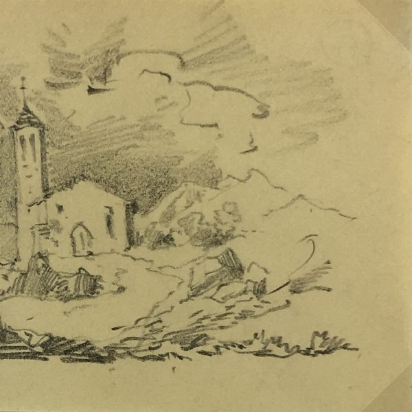 Places Drawings Original Art - The Church, French, c. 1920