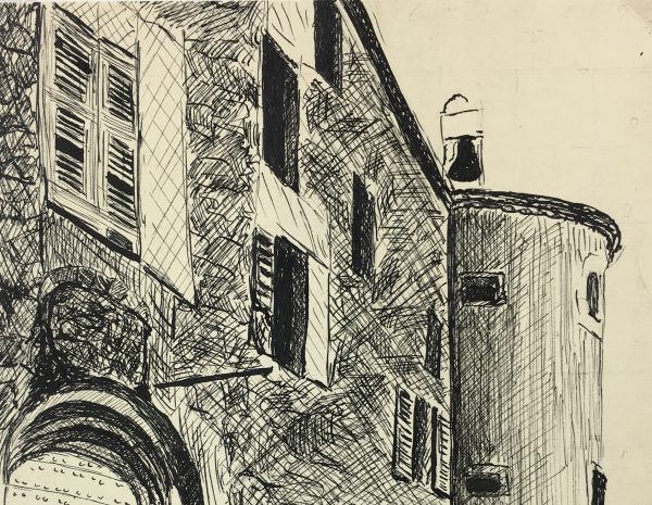 Places Drawings Original Art - Medieval, French, c. 1940