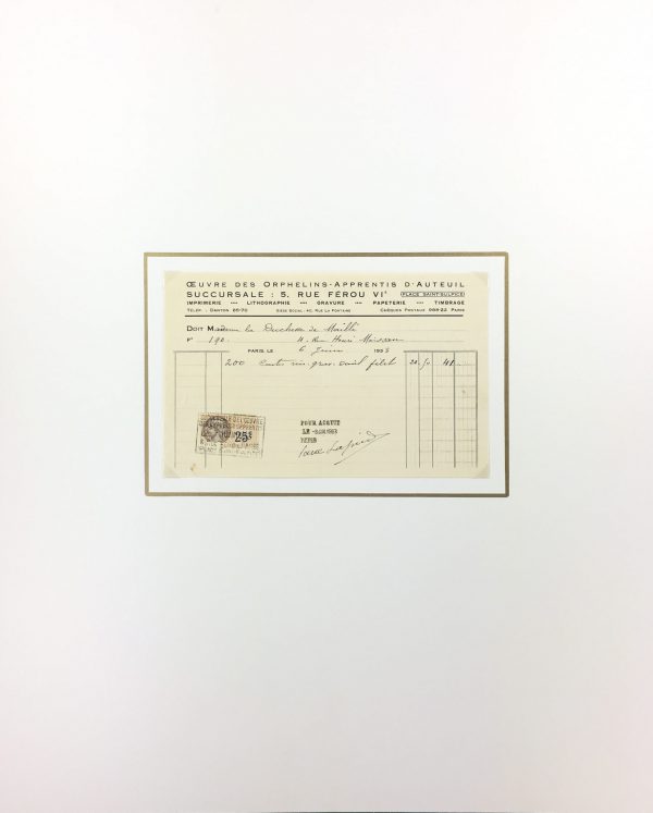 Duchess Manuscripts Original Art - Duchess Receipt, Orphan apperenticeshp, c.1930