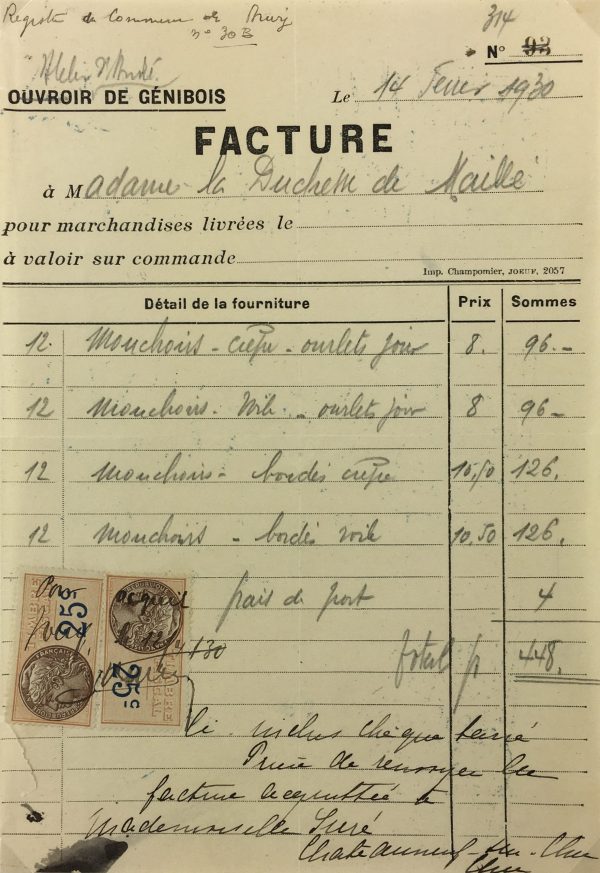 Duchess Manuscripts Original Art - Duchess Receipt, Handkechiefs, 1930