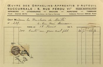 Duchess Manuscripts Original Art - Duchess Receipt, Greeting cards, 1932