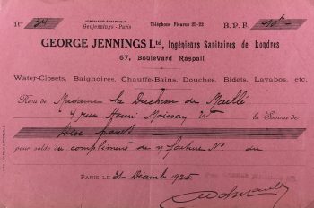 Duchess Manuscripts Original Art - Duchess Receipt, Bath supply, 1925