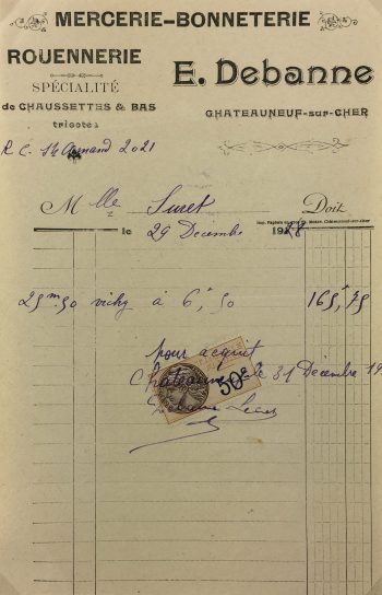 Duchess Manuscripts Original Art - Duchess Receipt, Hostery, 1928