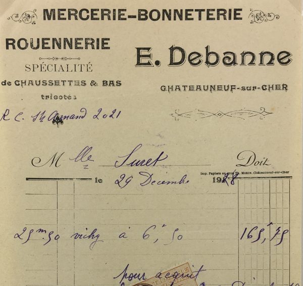 Duchess Manuscripts Original Art - Duchess Receipt, Hostery, 1928