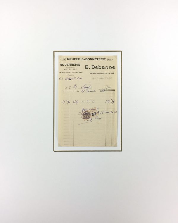 Duchess Manuscripts Original Art - Duchess Receipt, Hostery, 1928
