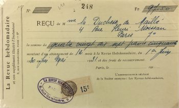 Duchess Manuscripts Original Art - Duchess Receipt, Magazine subscription , 1931