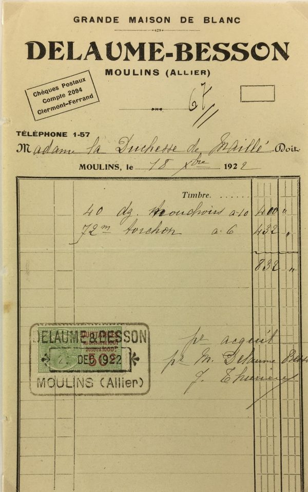 Duchess Manuscripts Original Art - Duchess Receipt, Handkerchiefs, 1922