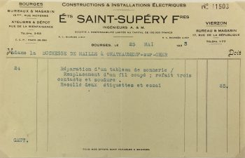 Duchess Manuscripts Original Art - Duchess Receipt, Electrical Repair, 1933