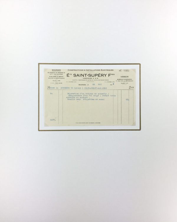 Duchess Manuscripts Original Art - Duchess Receipt, Electrical Repair, 1933