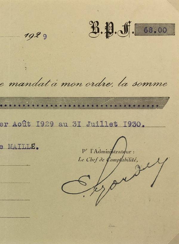 Duchess Manuscripts Original Art - Duchess Receipt, Subscription , 1929