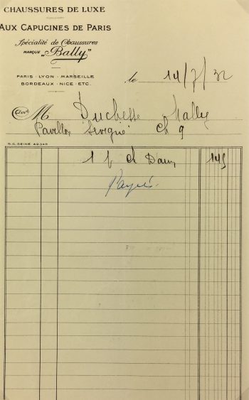 Duchess Manuscripts Original Art - Duchess Receipt, Ladies Shoes, 1932