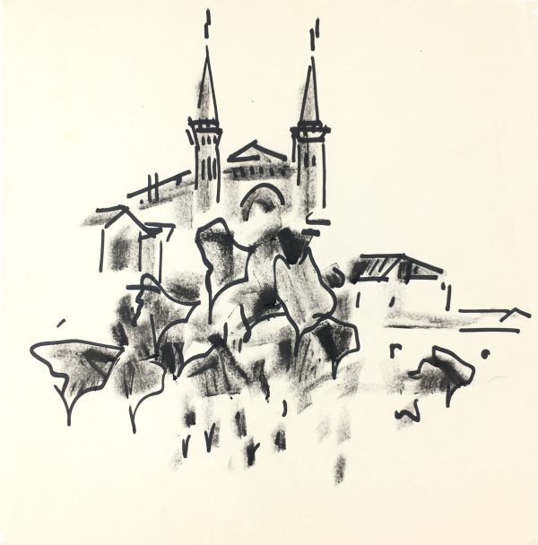 Europe Original Art - Mediterranean Hilltop, L. Pillot, c. 1950