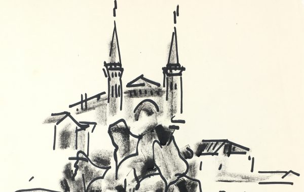 Europe Original Art - Mediterranean Hilltop, L. Pillot, c. 1950
