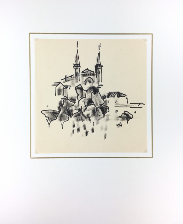 Europe Original Art - Mediterranean Hilltop, L. Pillot, c. 1950