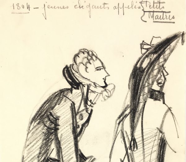 Fashion Original Art - 19th C. Fashion, French, c. 1950
