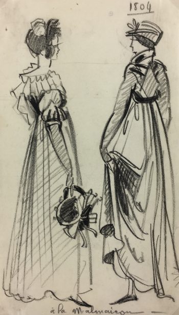 Fashion Original Art - 19th C. Fashion, French, c.1950