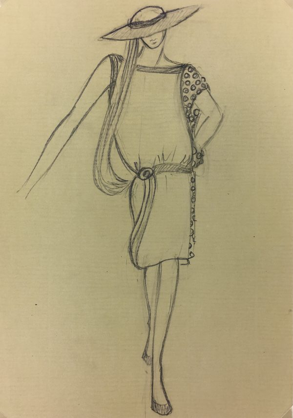 Fashion Original Art - Fashion Drawing, French, c.1950