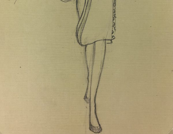 Fashion Original Art - Fashion Drawing, French, c.1950