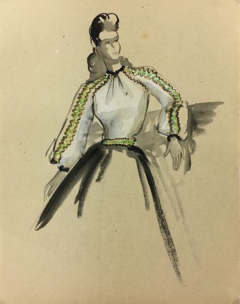 Fashion Original Art - Fashion, S. Lecoconnier, c.1920