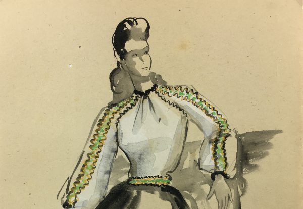 Fashion Original Art - Fashion, S. Lecoconnier, c.1920