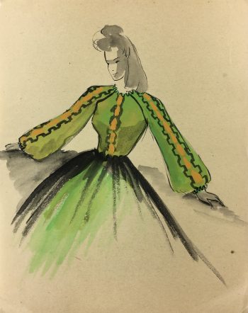 Fashion Original Art - Fashion, S. Lecoconnier, c.1920