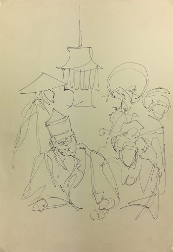 Figures Original Art - Converging Figures, French, c. 1960