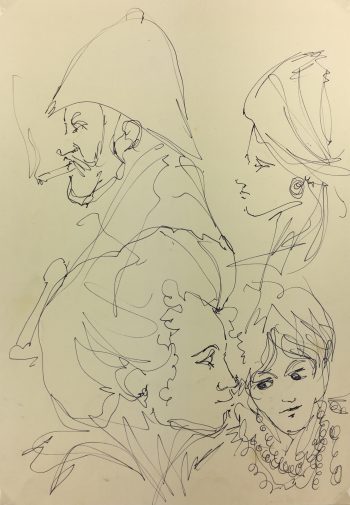 Figures Original Art - Converging Figures, French, c. 1960