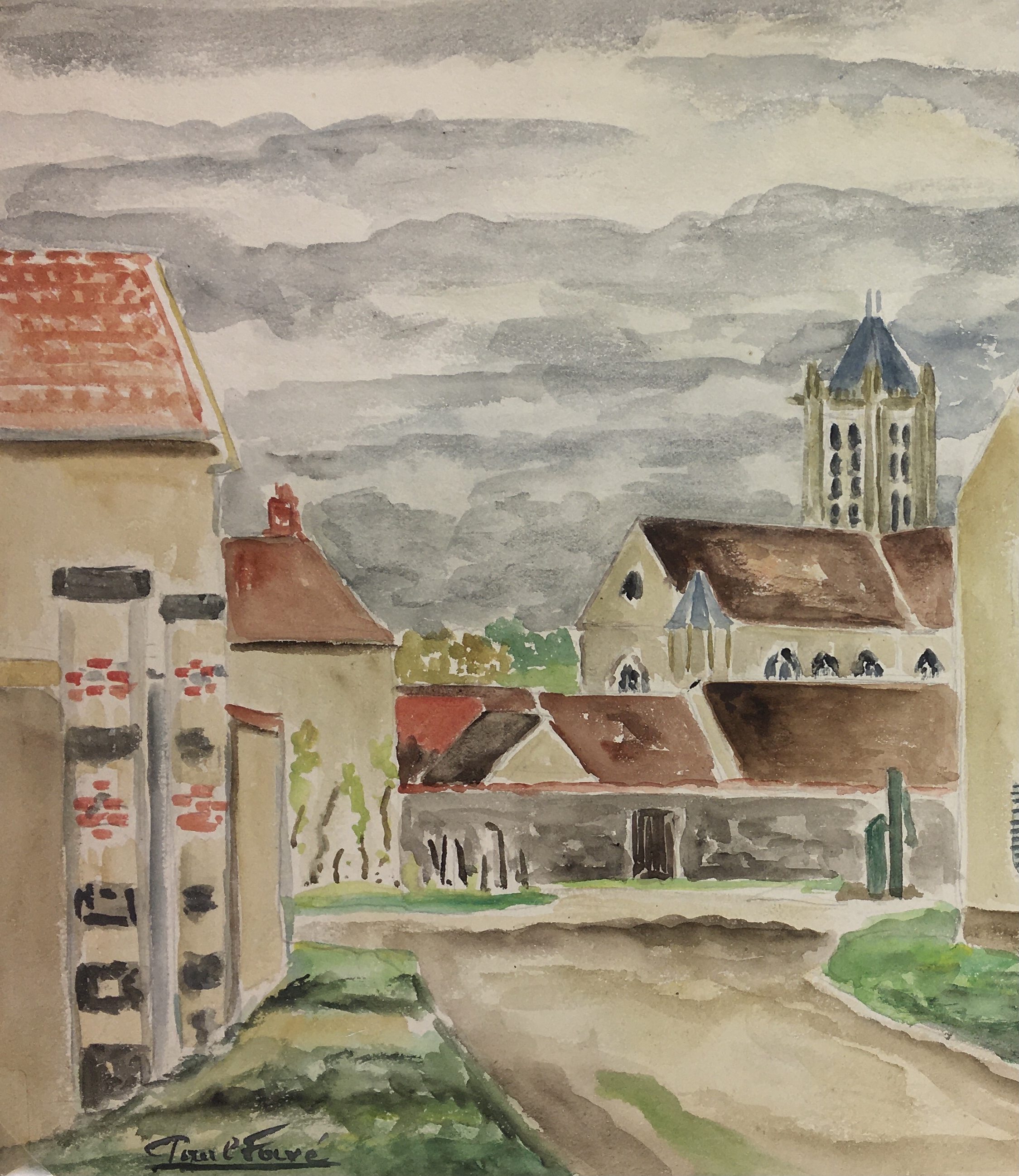France Original Art - French Town, Paul Favé, c.1930