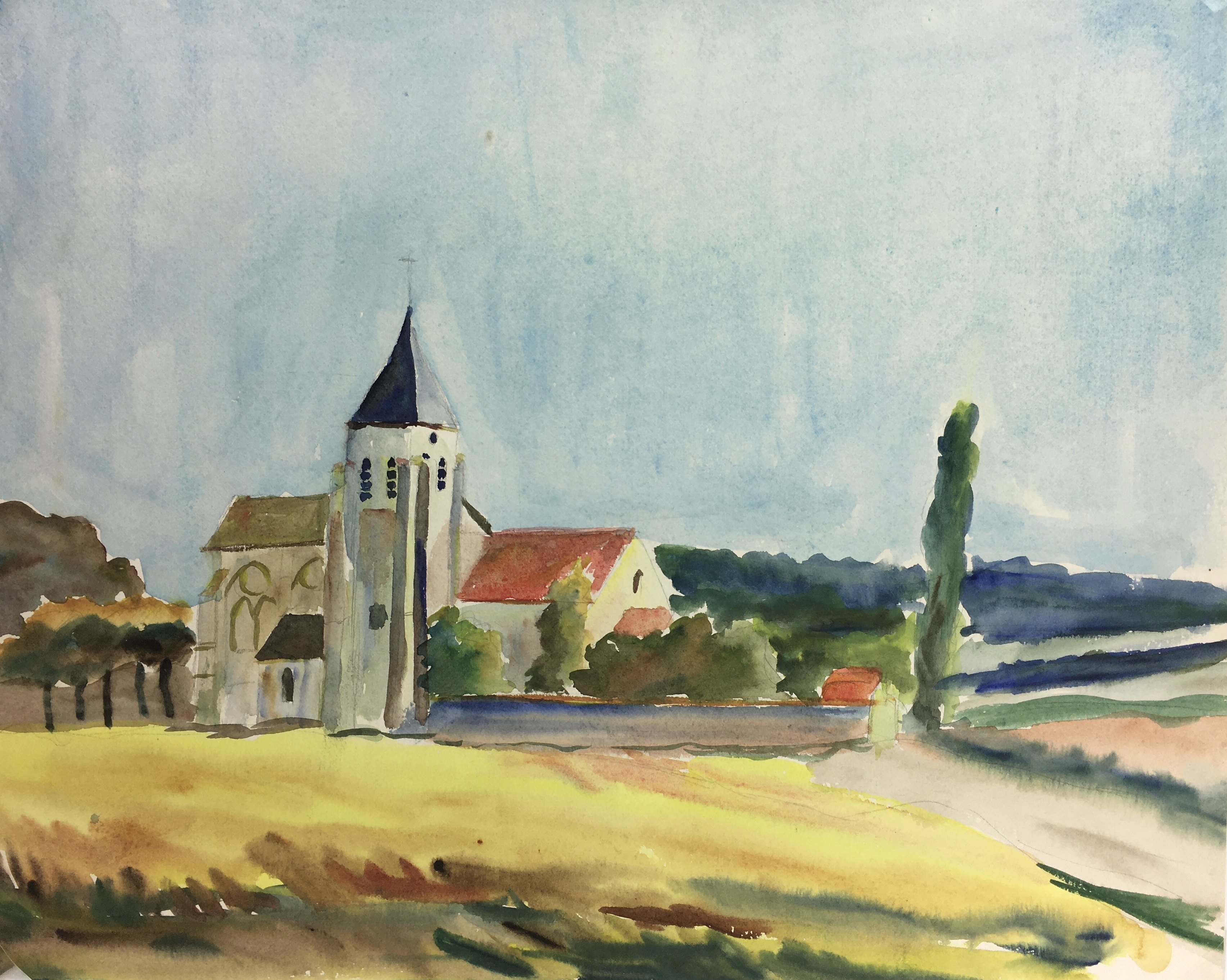 France Original Art - Country Church, French, 2000s