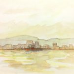 Landscapes Original Art - Watercolor - Cityscape, c. 1980