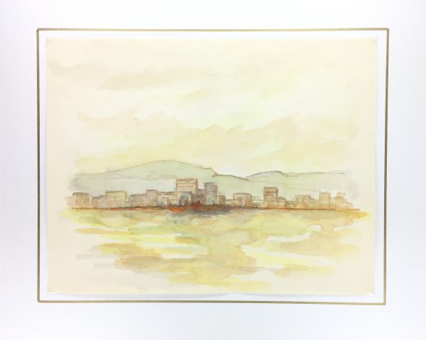Landscapes Original Art - Watercolor - Cityscape, c. 1980