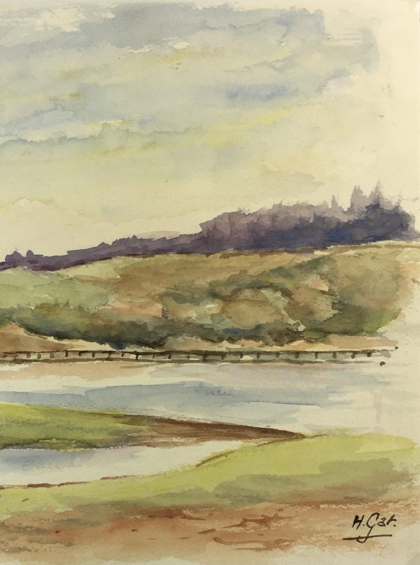 Landscapes Original Art - Landscape, H. Gat, c.1950