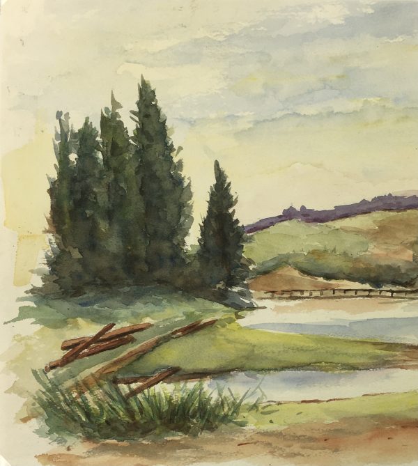 Landscapes Original Art - Landscape, H. Gat, c.1950
