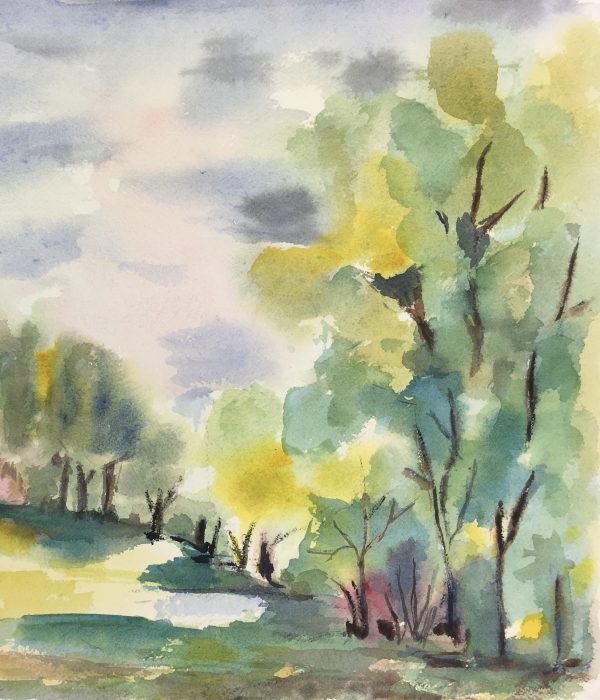 Landscapes Original Art - Landscape, Watercolor, c.1980