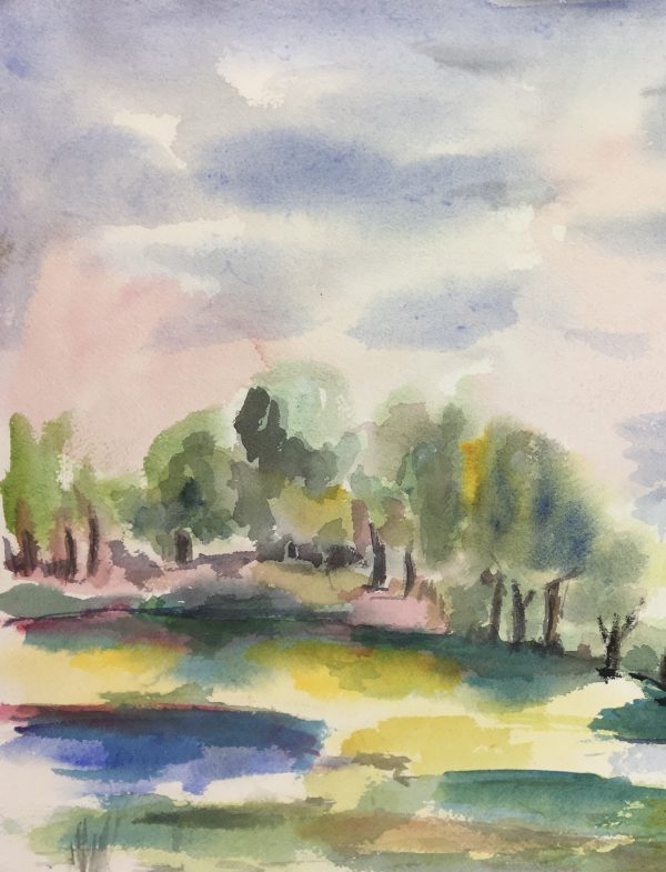 Landscapes Original Art - Landscape, Watercolor, c.1980