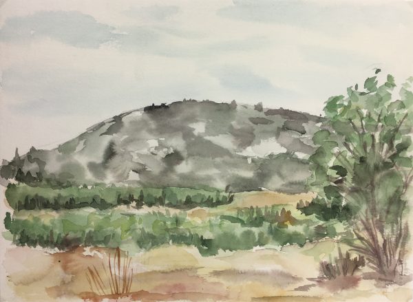 Landscapes Original Art - Gray Hill, Watercolor, 1990s