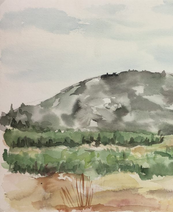 Landscapes Original Art - Gray Hill, Watercolor, 1990s