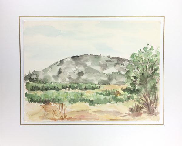 Landscapes Original Art - Gray Hill, Watercolor, 1990s