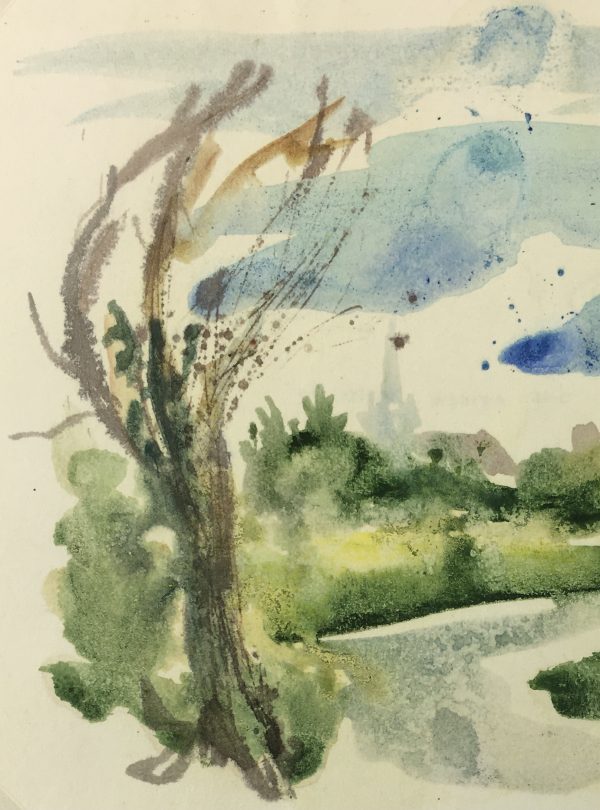Landscapes Original Art - The Road, Watercolor, c.1970
