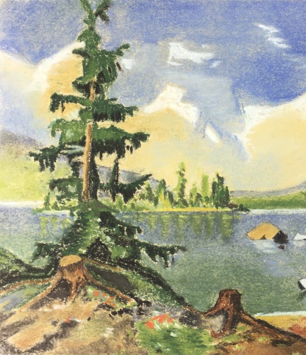 Lakes & Ponds Original Art - Vibrant Lakeside, Signed, French, 1937